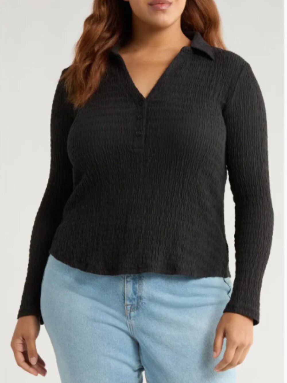 NWT - Sanctuary Dreamgirl Long Sleeve Textured Knit Shirt in Black - Size 3x